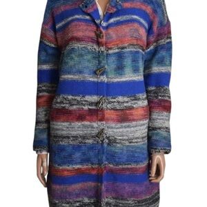Sundance Multicolor Striped Artists Wool Blend Knit Cardigan Sweater Comfy